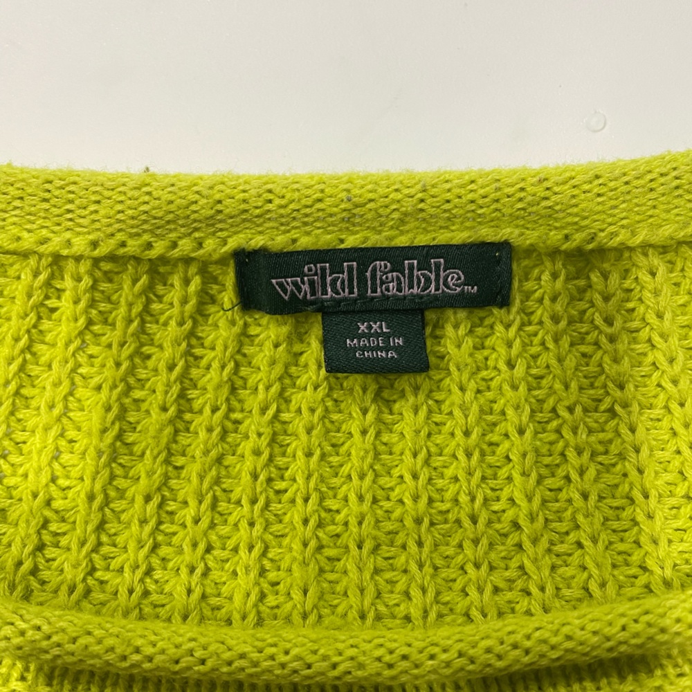 Wild Fable Oversized Slouchy Knit Neon Green Sweater Size XXL  #4036 - Picture 5 of 7
